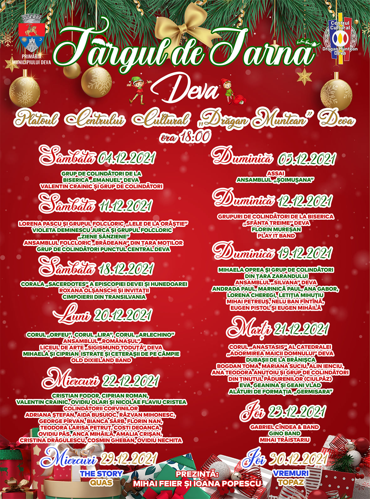 „Târgul de Iarnă” de la Deva se deschide sâmbătă, 4 decembrie. Programul complet al concertelor