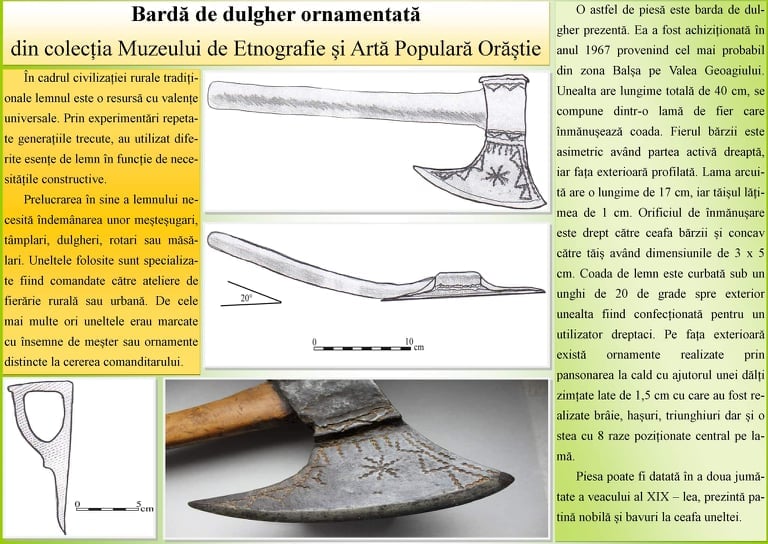 O bardă de dulgher, din a doua jumătate a secolului al XIX-lea, prezentată online de MCDR Deva