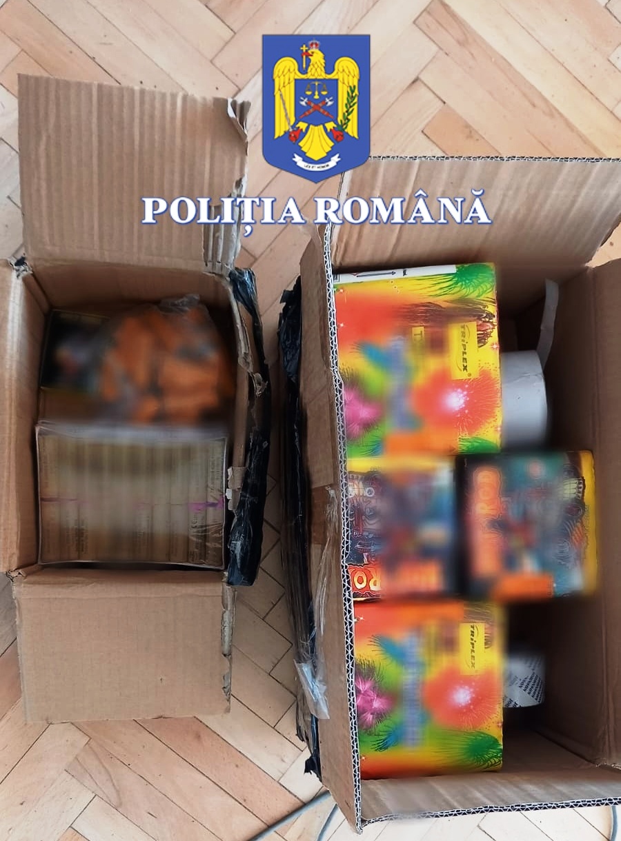 Acțiunea „Foc de artificii”: 50 de kilograme de articole pirotehnice, confiscate de polițiștii hunedoreni. Controalele continuă
